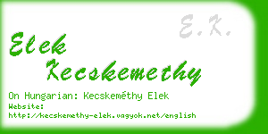 elek kecskemethy business card